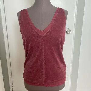 Ellen Tracy Metallic v-neck sleeveless knit tank top size medium